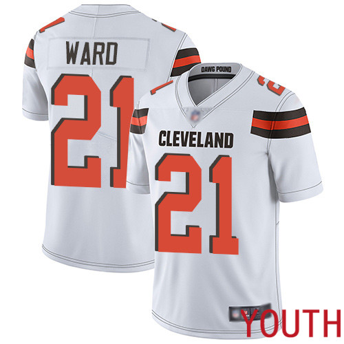 Cleveland Browns Denzel Ward Youth White Limited Jersey #21 NFL Football Road Vapor Untouchable->youth nfl jersey->Youth Jersey